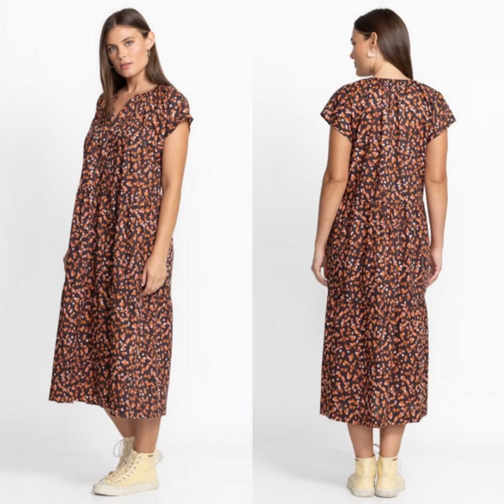 Johnny Was Calme Shirred Neck Tier Dress Small Spring Summer Boho Casual Relaxed